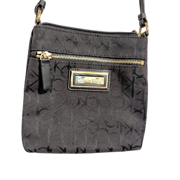 Calvin Klein Black Canvas/Leather Crossbody Bag with Adjustable Strap - Picture 2 of 3